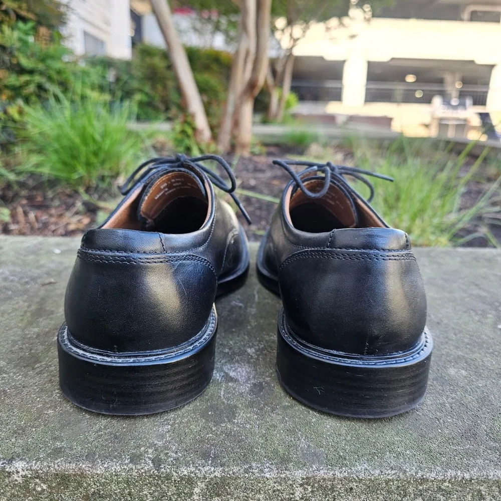 Johnston & Murphy Mason Plain Toe Dress Shoes 9 Black Leather Derby Classic Work